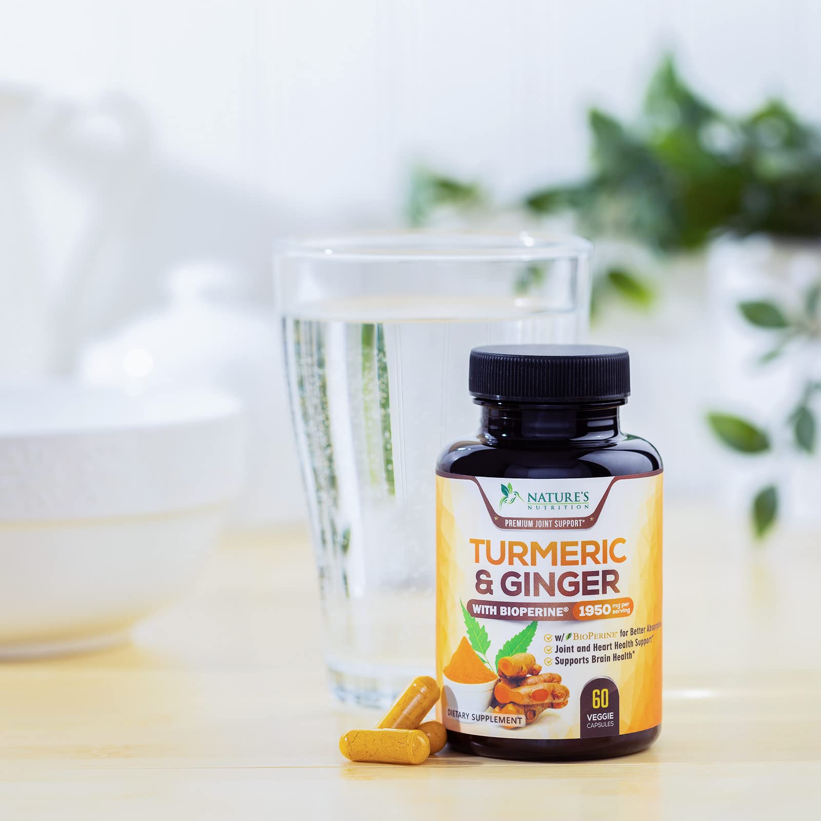 Turmeric Curcumin with BioPerine & Ginger 95% Standardized Curcuminoids Nature's NutritionUS supplements