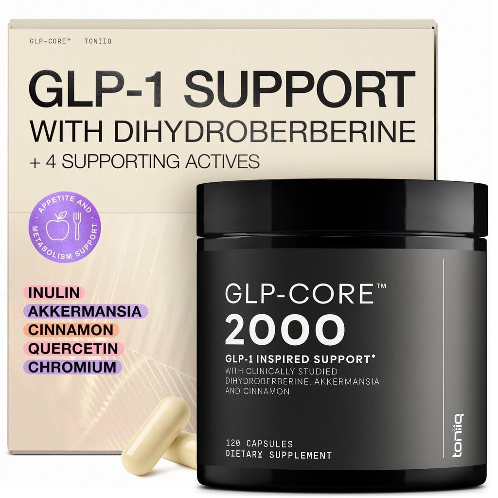 Toniiq GLP-1 Support — with Clinically Studied, Patented GlucoVantage® Dihydroberberine and Akkermansia — Appetite and Fullness Support — 120 Capsules (60-Day Supply) ToniiqAu supplements