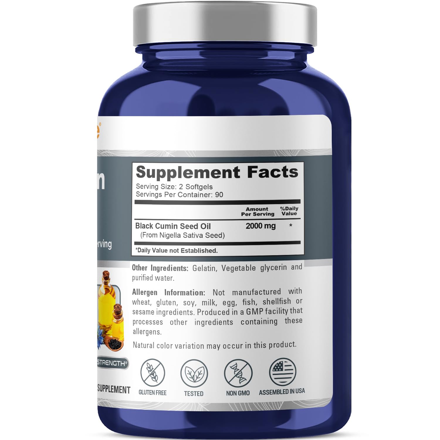 NusaPure Black Seed Oil 2000mg per Serving - 180 Softgel Caps (Non-GMO, Gluten-Free) Cold-Pressed Nigella Sativa NusaPureAu supplements