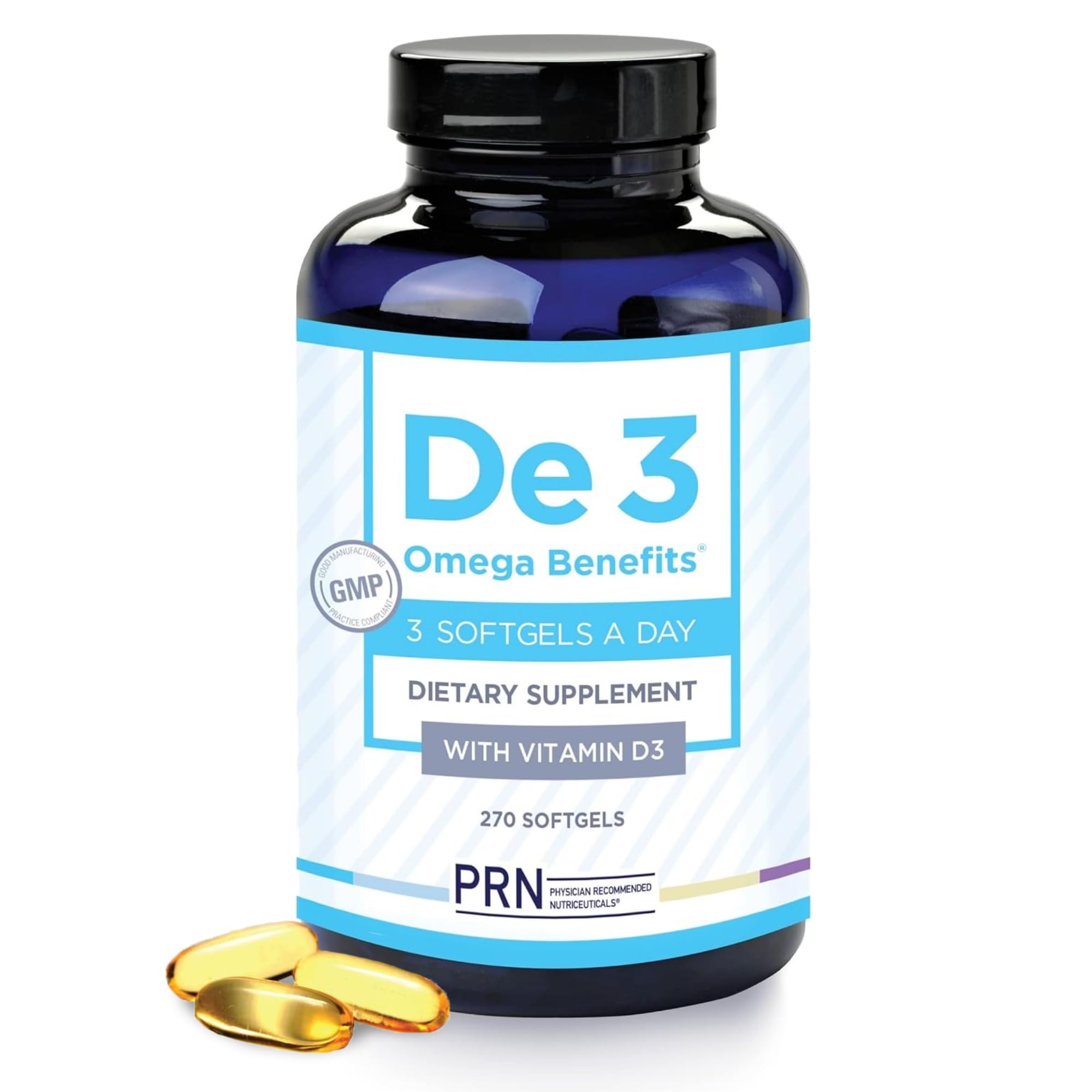 De3 Dry Eye Ultra Pure rTG Omega 3 – Support for Dry Eyes - 2400mg EPA & DHA – New & Improved-Burpless-3 per Day Serving, 3-Month Supply PRN Physician Recommended NutriceuticalsAu supplements