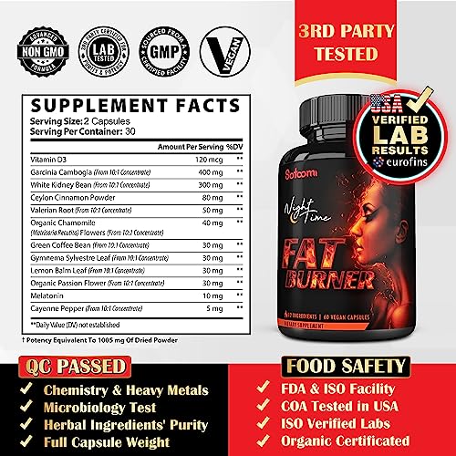 12in1 Night Time Fat Burner for Women - VitaminD.3, Garcinia Cambogia, White Kidney Bean SatoomiAu supplements