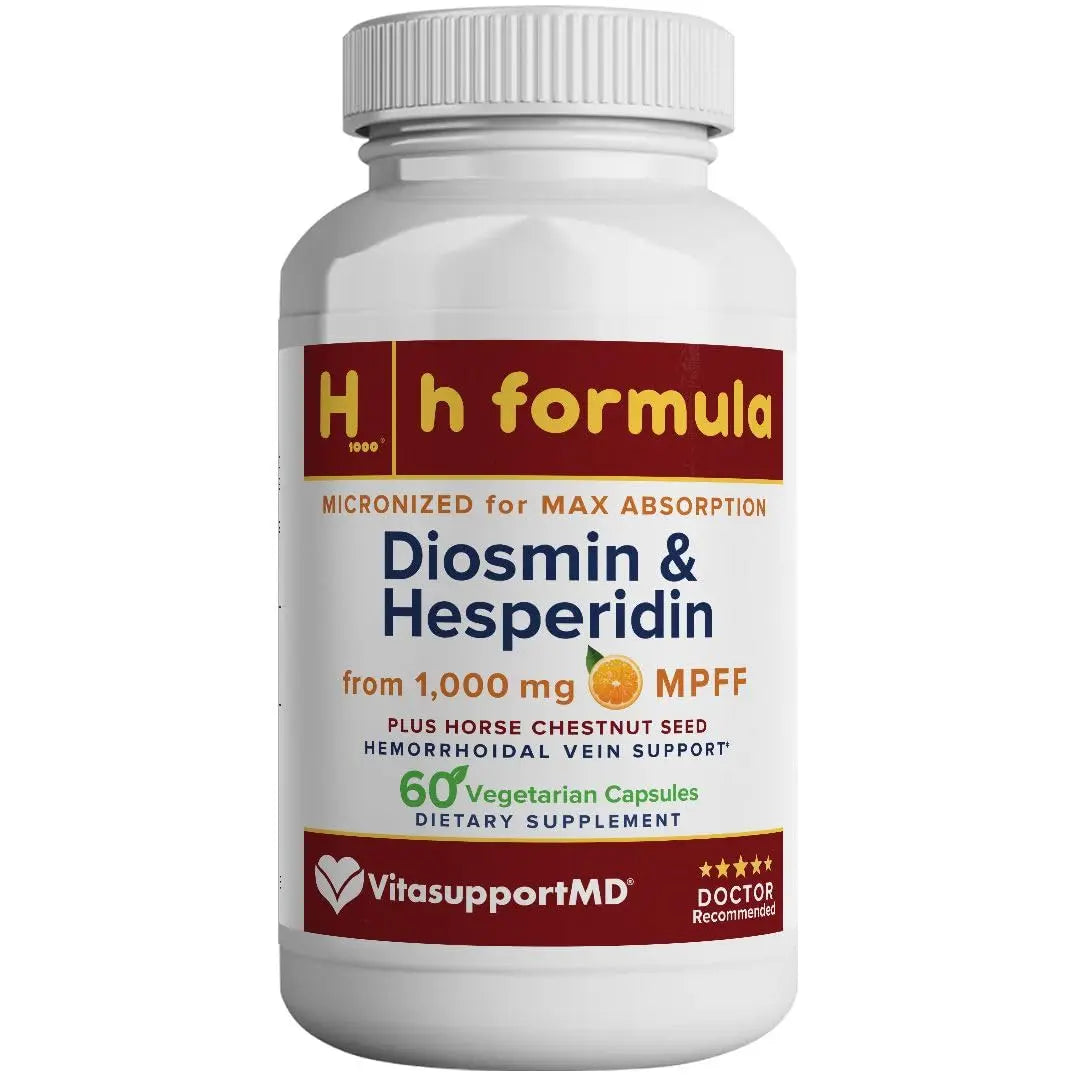 VITASUPPORTMD H Formula Diosmin Hesperidin 1000mg, Horse Chestnut Extract 300mg, Hemorrhoidal Vein Support, Micronized MPFF Bioflavonoids Supplement for Hemorrhoidal Vein Health Support, 60 Capsules VITASUPPORTMDAu supplements