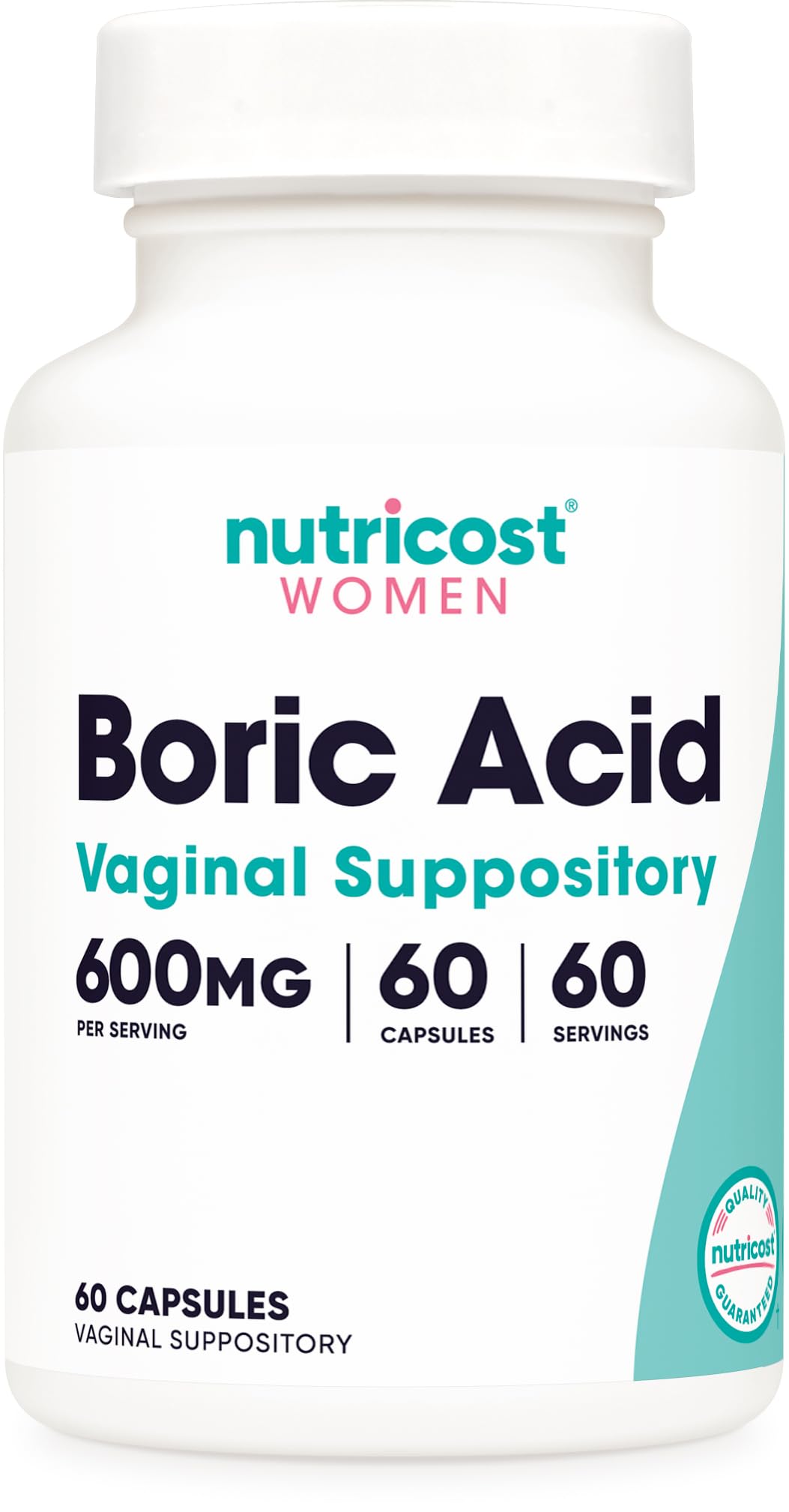 Nutricost Boric Acid 600mg, 60 Capsules - Vaginal Suppository - Non-GMO - for Women NutricostAu supplements