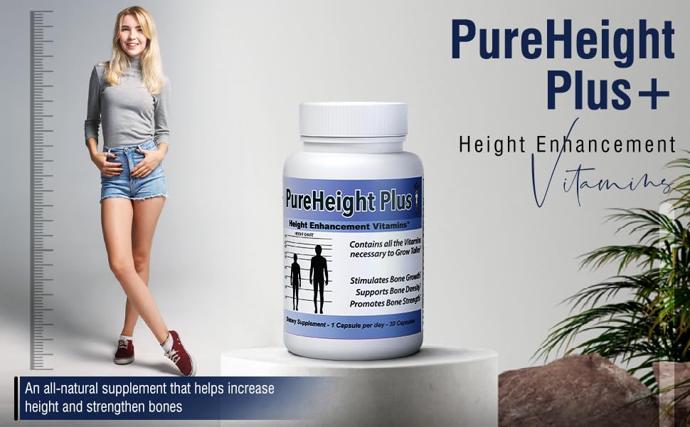 Height Growth Vitamins Grow Taller - Increase Bone Strength Bone Density Bone Growth PURE BIOTECHNOLOGIESUS supplements