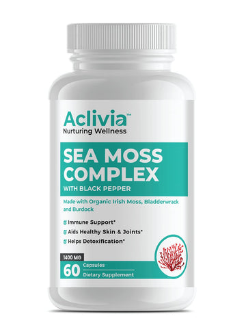Aclivia - Organic Irish Sea Moss Capsules with Bladderwrack & Burdock Root - 102 Minerals Sea Moss Supplement - Thyroid Support, Immune Boost - Non-GMO (60 Count) AcliviaAu supplements