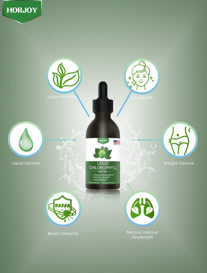 Chlorophyll Liquid Drops - 100% Natural Energy Booster and Immune Support - Internal HorjoyUS supplements