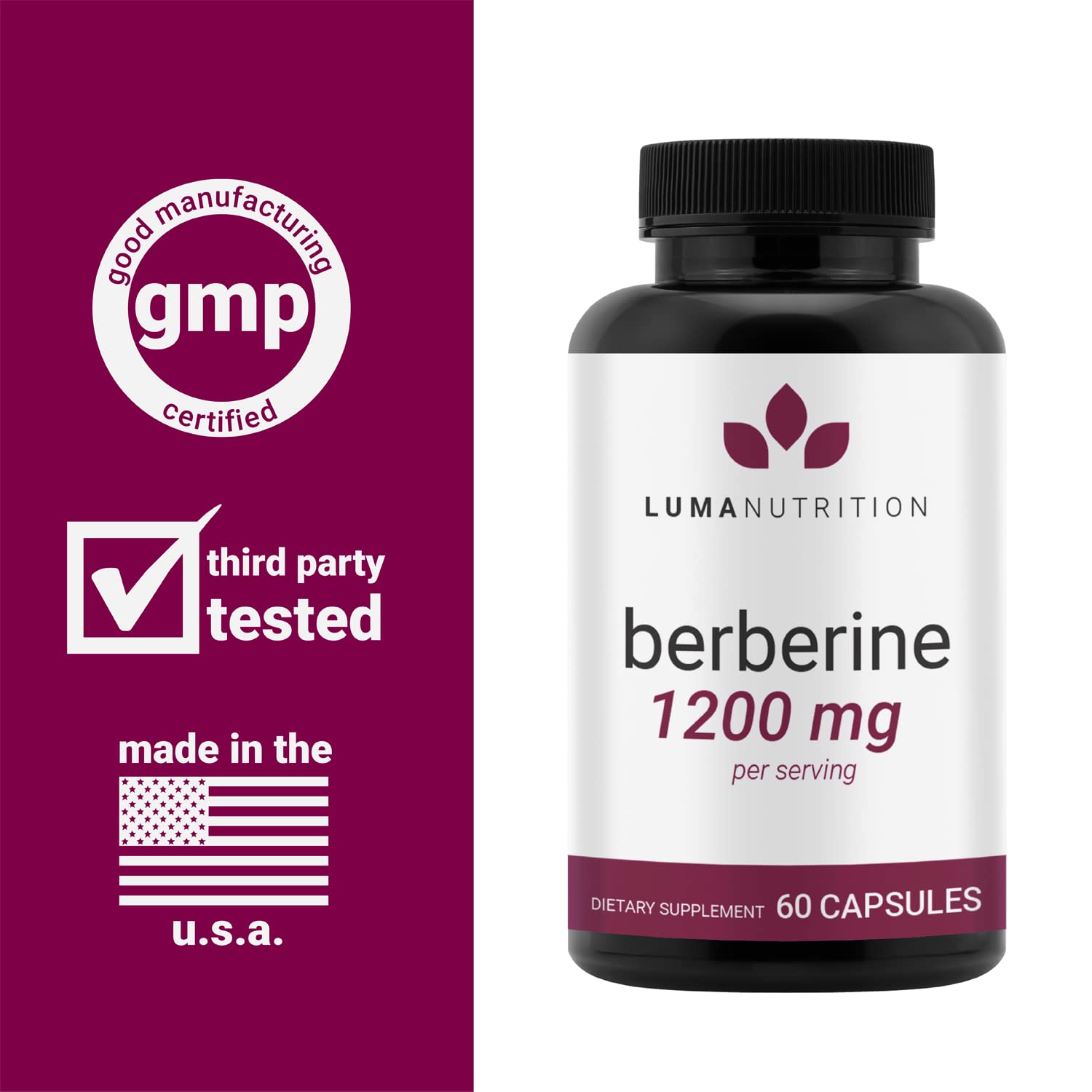 Luma Nutrition Berberine Supplement - Berberine 1200mg Per Serving - Berberine HCI Luma NutritionUS supplements