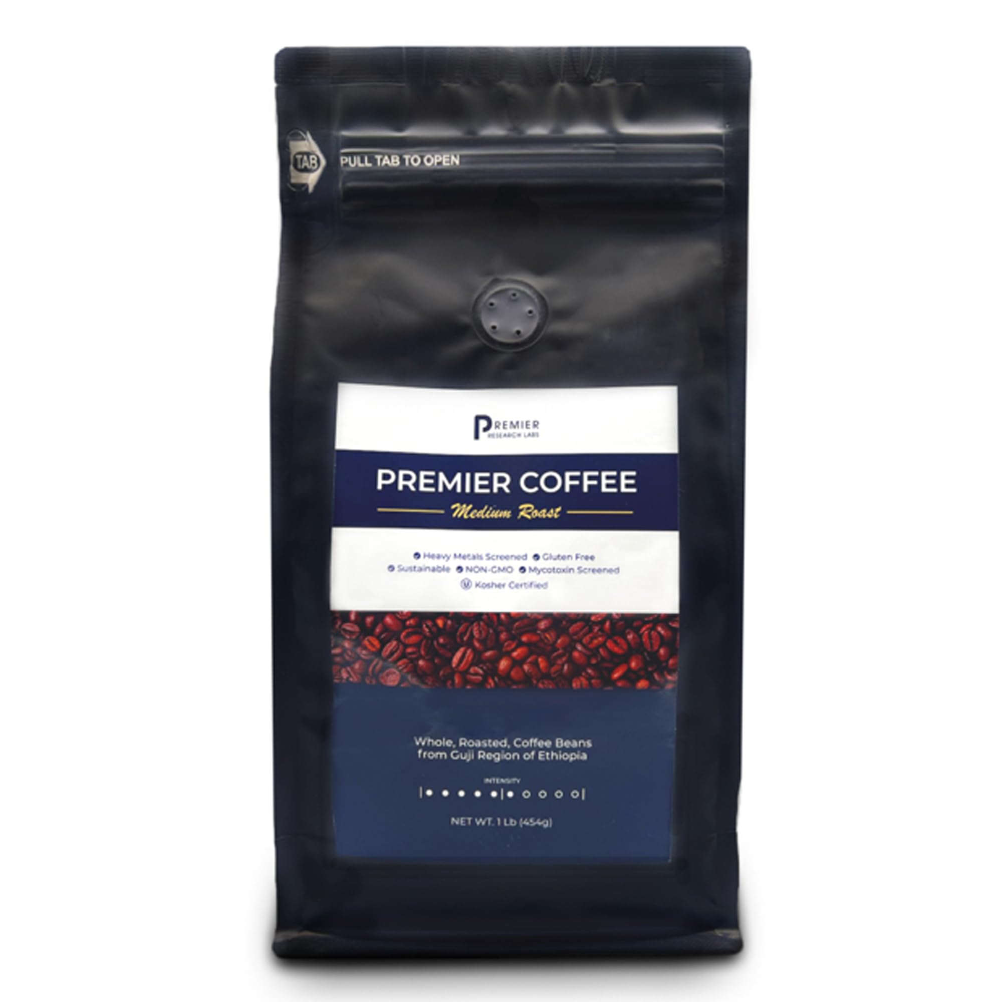 Premier Research Labs Organic Whole Roasted Coffee Beans - Medium Roast, From Guji Region of Ethiopia, Crafted for Optimal Health Benefits, Sweet & Fruity, Well-Balanced, Gluten Free - 1 Pound Premier Research LabsAu supplements