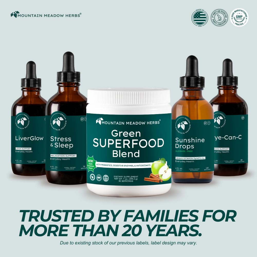 Mountain Meadow Herbs Green Superfood Blend – Spirulina, Chlorella, Mushrooms, Probiotics, Digestive Enzymes, Antioxidants – Organic Greens Powder for Energy & Gut Health – 30 Servings Mountain Meadow HerbsAu supplements