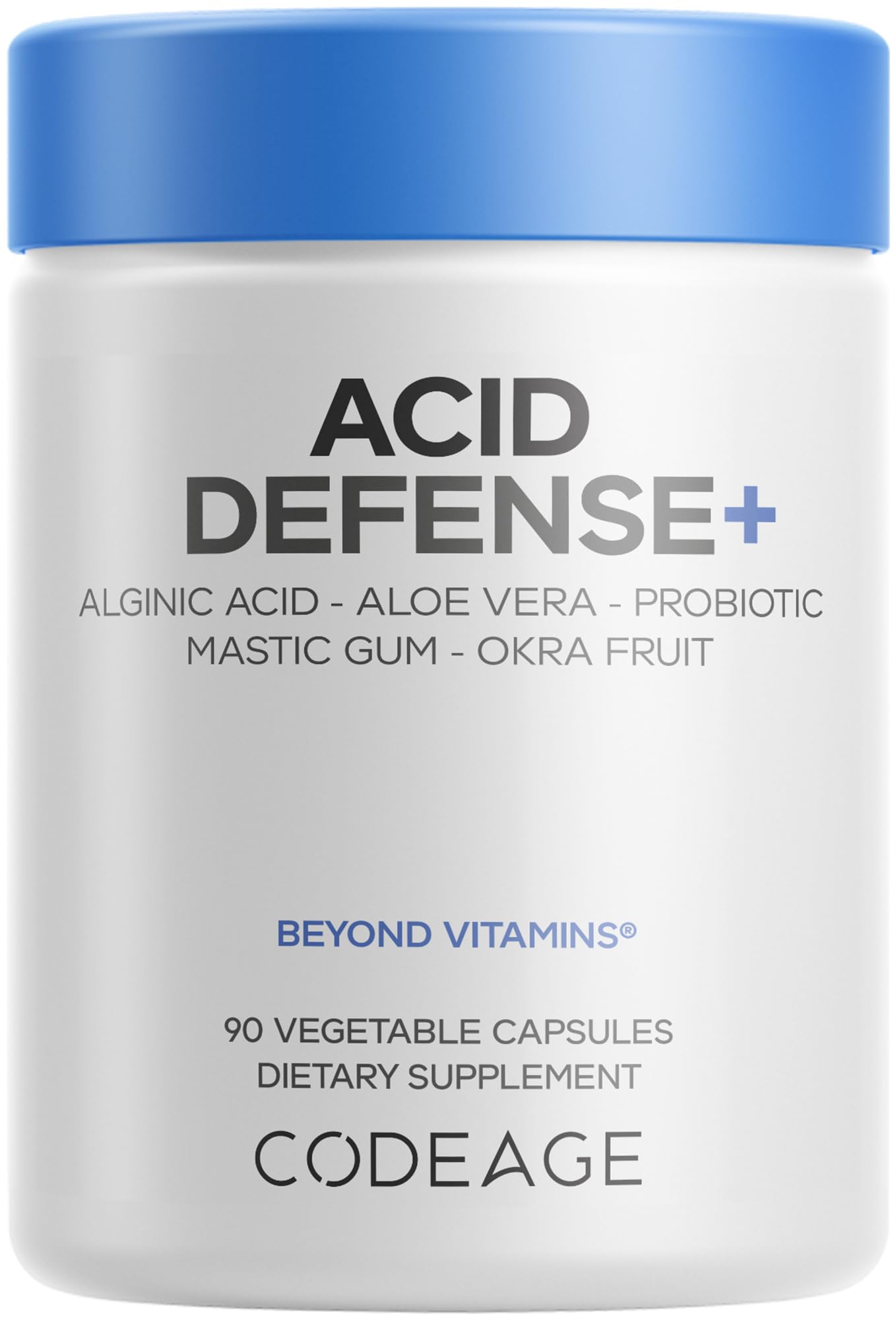 Codeage Acid Defense+ Supplement - Marshmallow Root, DGL Licorice, Aloe Vera, Probiotics, Alginic Acid, Zinc-L-Carnosine, Mastic Gum, Okra Fruit - Digestion Support - Non-GMO - 90 Capsules CodeageAu supplements
