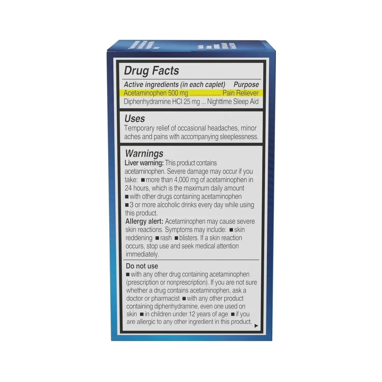 NOTTS PM Extra Strength Pain Relief & Sleep Aid, 500mg Acetaminophen & 25mg Diphenhydramine HCl, 50 Caplets for Nighttime Aches, Headaches & Body Pain, Non-Habit Forming (Pack of 2) NOTTSAu supplements