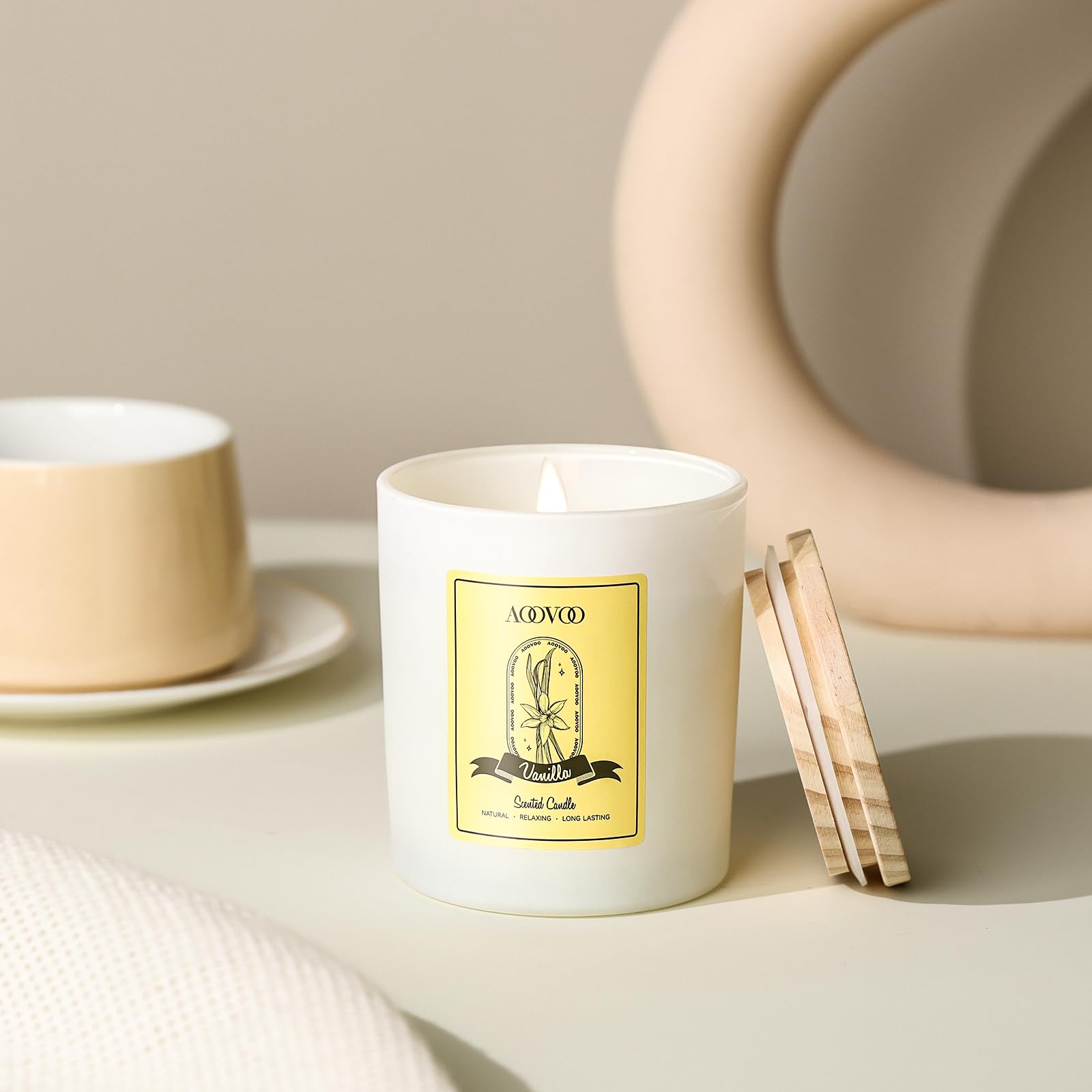 Vanilla Soy Candles Gift for Women - Aromatherapy Candle with Crystals Inside, 10oz Natural Soy Wax Candles AOOVOOAu supplements