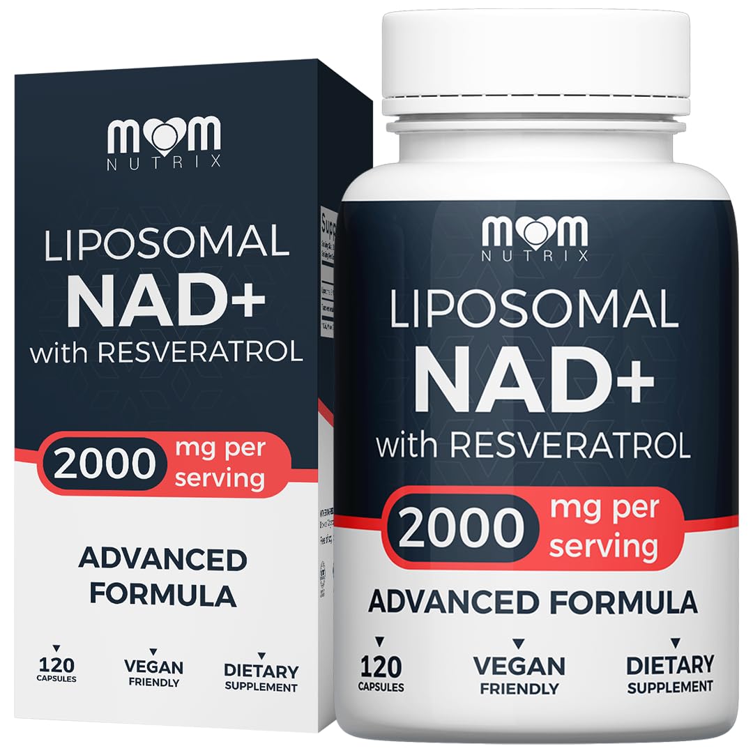 MOM NUTRIX Liposomal NAD Supplement with Resveratrol - High Purity NAD Plus 2000 mg, 120 Capsules, Made in The USA - NMN Alternative MOM NUTRIXAu supplements