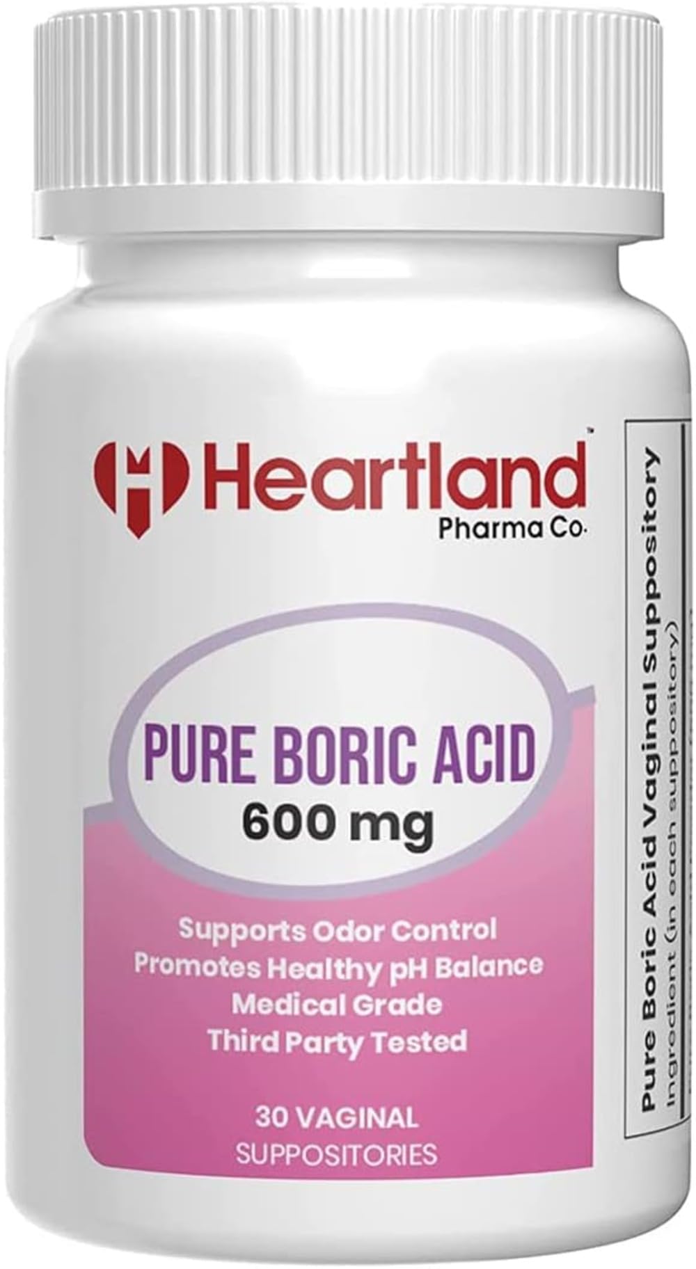 Heartland Pharma Boric Acid Vaginal Suppositories - Feminine Care - 100% Pure Boric Acid - (30 ct)(2 Pack) Heartland PharmaAu supplements