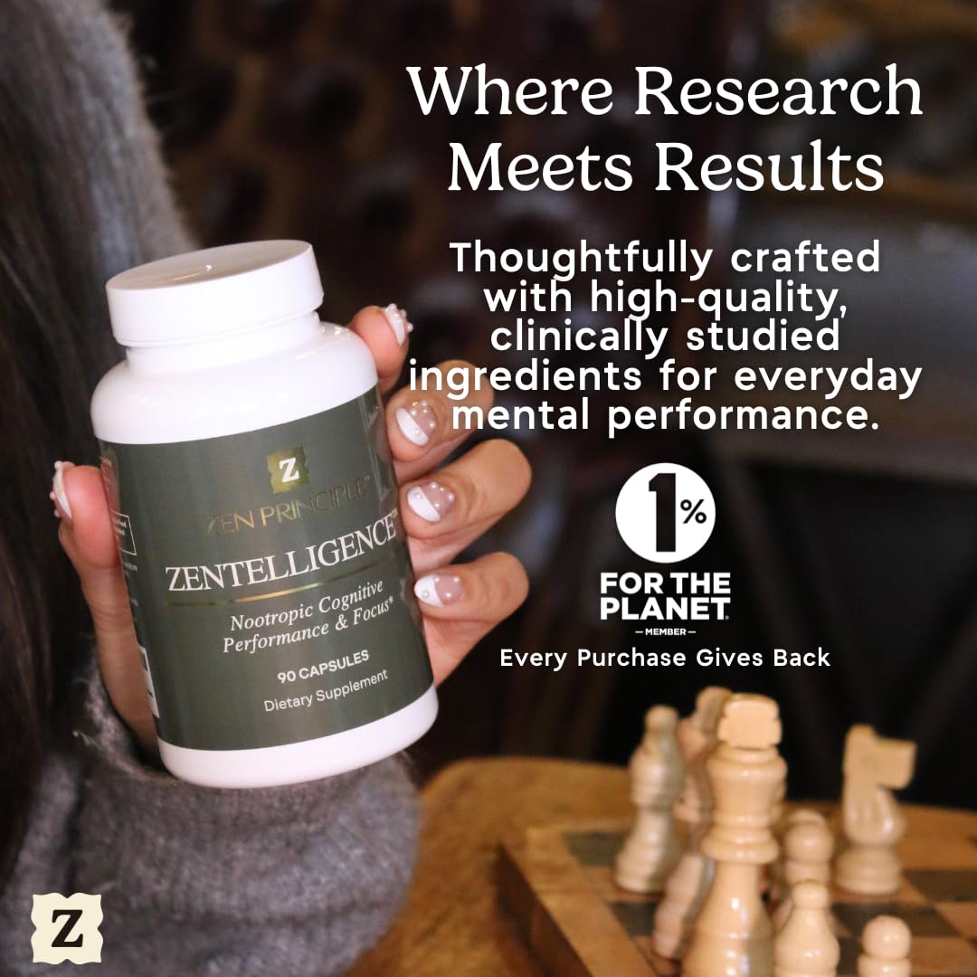 Zen Principle Zentelligence™ Focus Nootropic Supplement for Students & Professionals | Energy, Memory & Stress Support | Jitter-Free Formula with L-Theanine, Ginkgo Biloba, Huperzine A. 90 Capsules Zen PrincipleAu supplements
