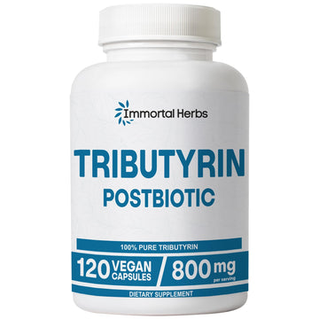 Immortal Herbs Tributyrin Supplement 800mg, Advanced Butyrate Form, 55% Standardized, More Effective Delivery Than Sodium Butyrate, 120 Capsules, Non-GMO & Gluten Free Postbiotic Supplement Immortal HerbsAu supplements