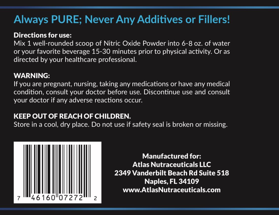 Atlas Nutraceuticals-Nitric Oxide Pump Powder-Non Stimulant Pre Workout 30 Servings Atlas NutraceuticalsAu supplements