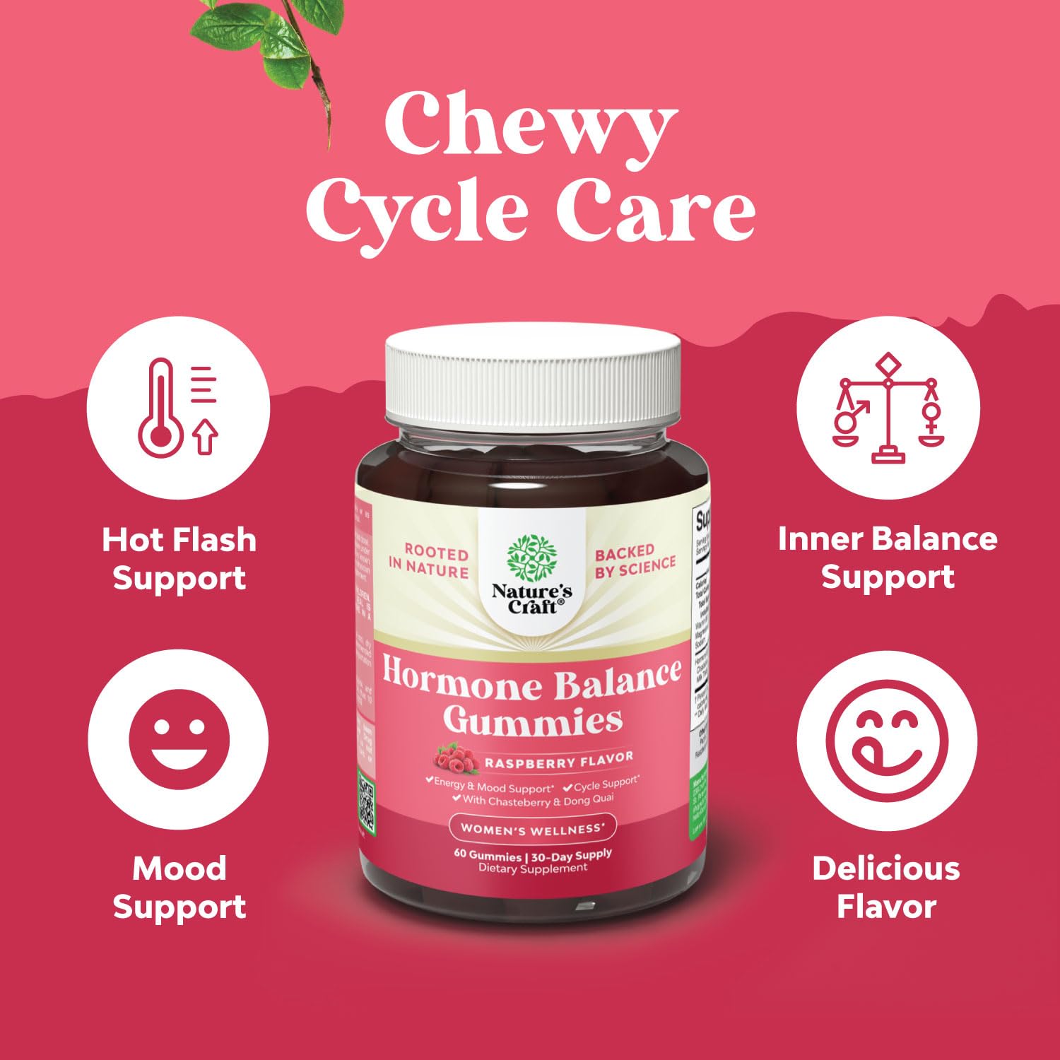Hormone Balance for Women Gummies of All Ages - PMS Support Supplement for Women to Regulate Menstrual Cycle & Hormonal Balance Menopause & Mood Swings with Vitamin B6 & Dong Quai - 60 Chews Natures CraftAu supplements