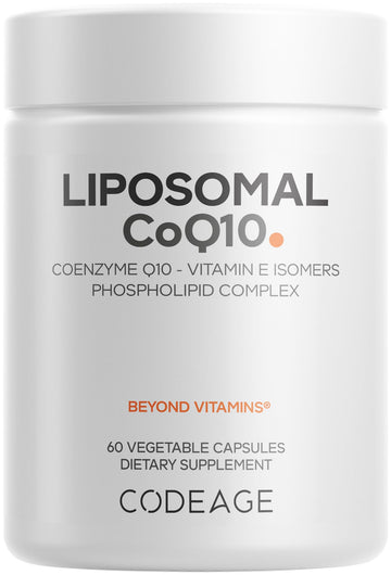 Codeage Liposomal CoQ10 Supplement - 125 mg Coenzyme Q10 with Vitamin E Isomers Tocopherols - 2-Month Supply - 1 Capsule Per Serving - Liposomal Delivery - Vegan, Non-GMO, Gluten-Free - 60 Capsules CodeageAu supplements