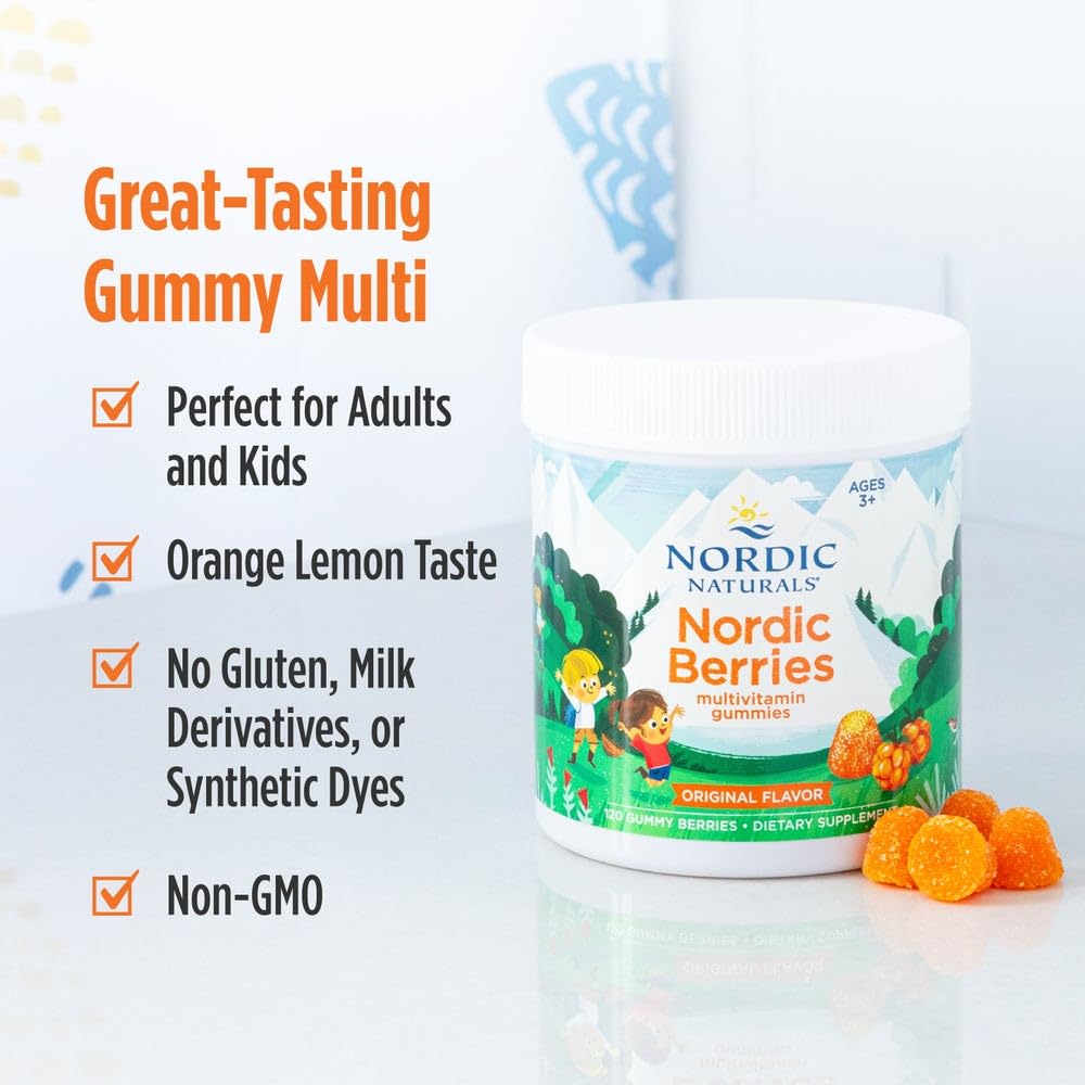 Nordic Naturals Nordic Berries, Citrus - 120 Gummy Berries - Great-Tasting Multivitamin for Ages 2+ - Growth, Development, Optimal Wellness - Non-GMO, Vegetarian - 30 Servings Nordic NaturalsAu supplements