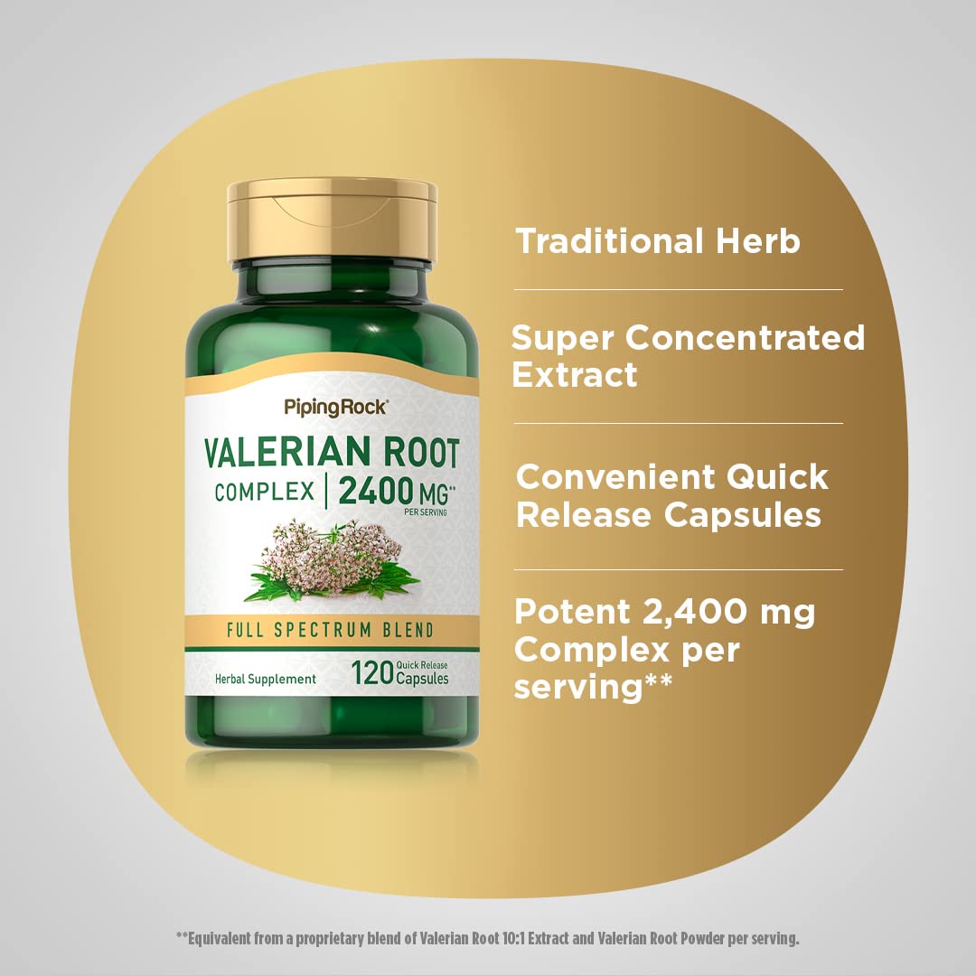 Piping Rock Valerian Root Capsules | 120 Count | Extract Supplement | Herbal Blend | Non-GMO, Gluten Free Piping RockAu supplements