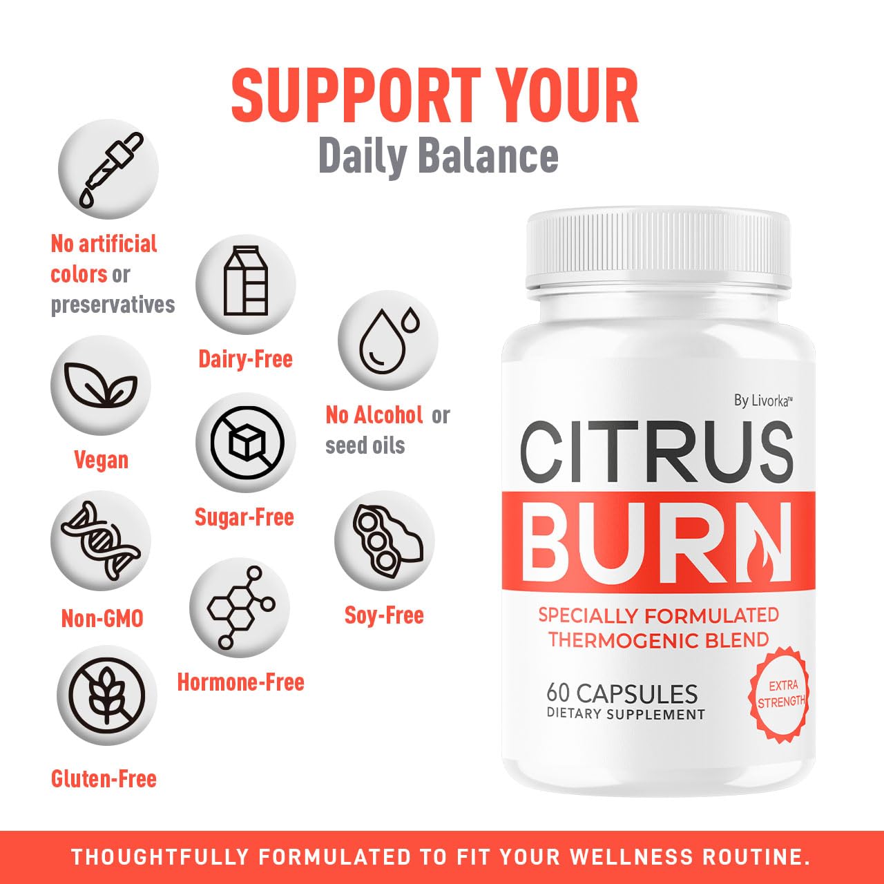 Citrus Burn Capsules - Official CitrusBurn Pills Supplement Support All Natural Ingredients Advanced Formula Premium Multivitamin for Overall Health & Wellness, 60 Capsules for 1 Month LIVORKAAu supplements