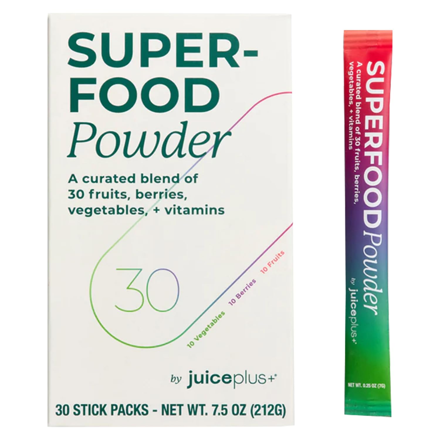 Juice Plus+ - Superfood Powder - Drink with 30 Fruits Berries Veggies Plant Vitamins for Refreshing Immune Wellness Boost - 30 Stick Packs Juice Plus+Au supplements