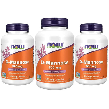 NOW Foods Supplements, D-Mannose 500 mg, Non-GMO Project Verified, Healthy Urinary Tract*, 120 Veg Capsules (Pack of 3) NOW FoodsAu supplements