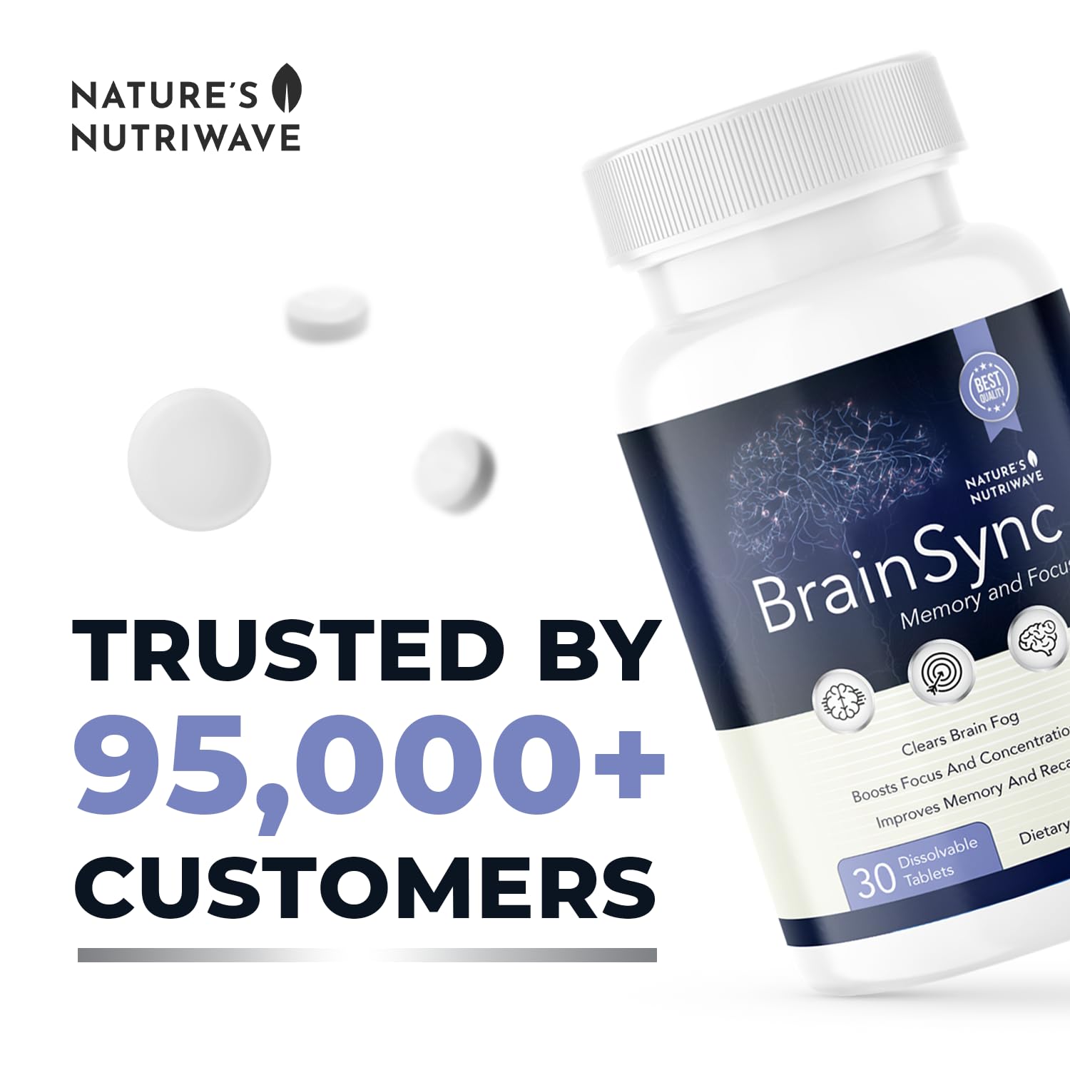 Nature’s NutriWave BrainSync Probiotic Supplement – Supports Daily Wellness & Gut-Brain Balance – 3.6 Billion CFU – 30 Dissolvable Tablets, 1 Month Supply Nature’s NutriWaveAu supplements