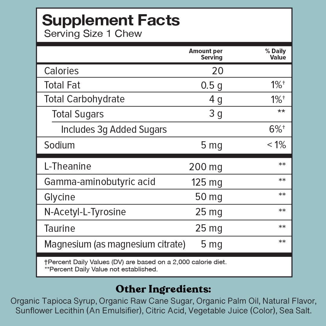 Chewsy So Long Stress, Calm Fruity Chews, Stay Calm & Focused. w/L-theanine, Amino Acid, GABA, Glycine, Tyrosine, Taurine & Magnesium. Non-GMO and Gluten-Free. Tropical Fruity Chews, 30-Day Supply CHEWSYAu supplements