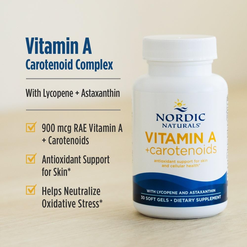 Nordic Naturals Vitamin A + Carotenoids, Unflavored - 30 Soft Gels - Lycopene & Astaxanthin - Supports Skin, Cellular Health - Non-GMO - 30 Servings Nordic NaturalsAu supplements