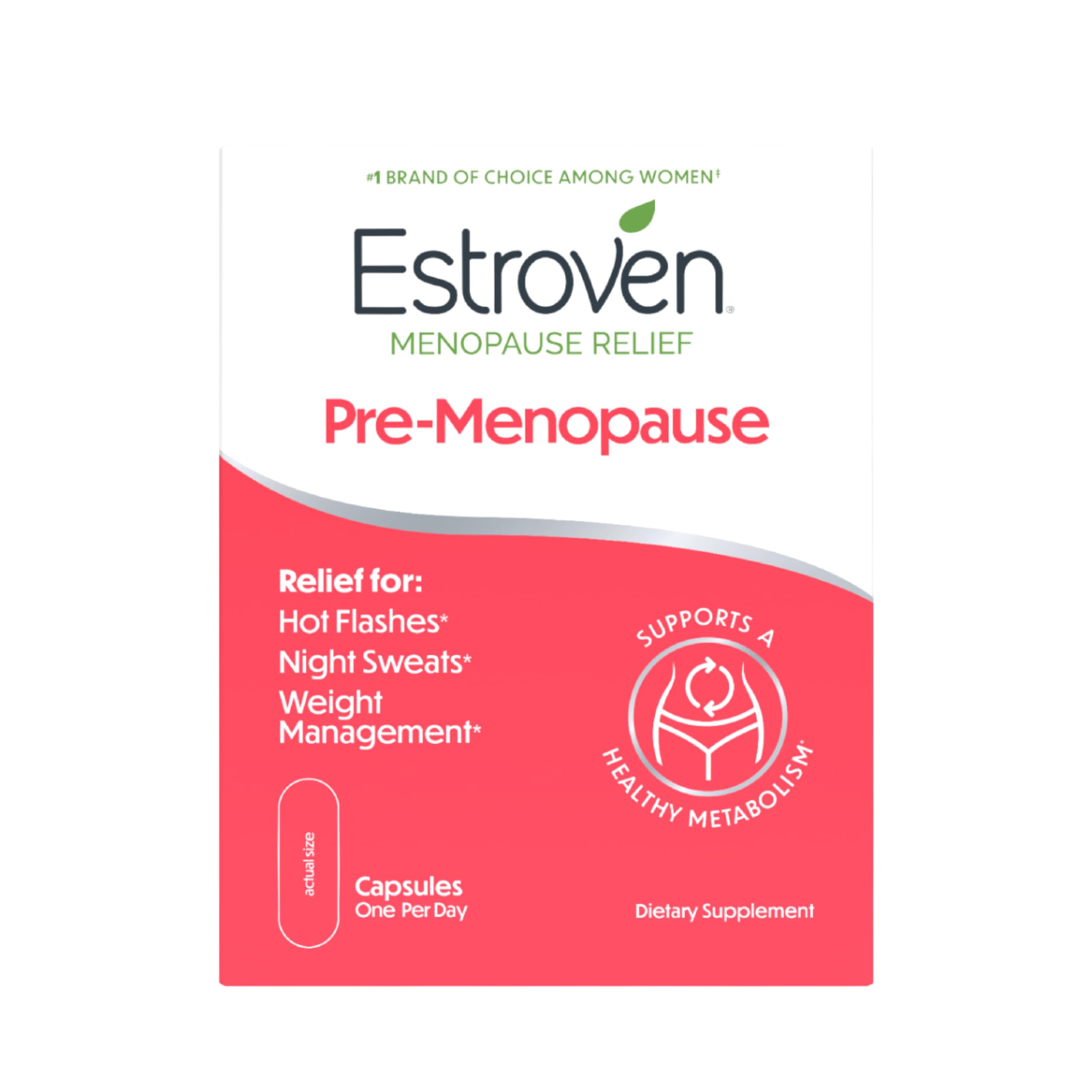 Estroven Pre-Menopause Relief, 30 Ct., Clinically Proven Ingredients, Provides Menopause Relief plus Night Sweats & Hot Flash Relief, Drug-Free or Estrogen Free EstrovenAu supplements