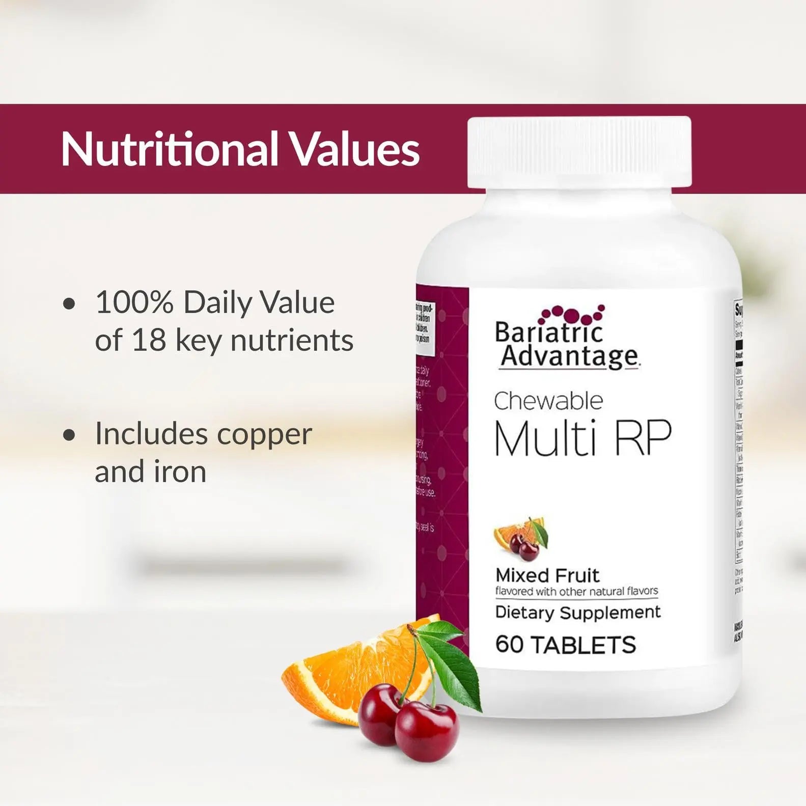 Bariatric Advantage Chewable Multi RP Multivitamin - for Bariatric Surgery Patients - with Iron, Copper, Vitamin C, A, Zinc & More Bariatric AdvantageAu supplements