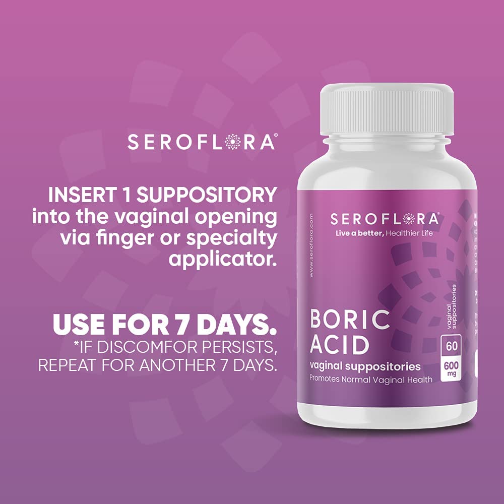 Seroflora Boric Acid Vaginal Suppositories - Promotes Vaginal pH Balance and Odor Control SerofloraAu supplements