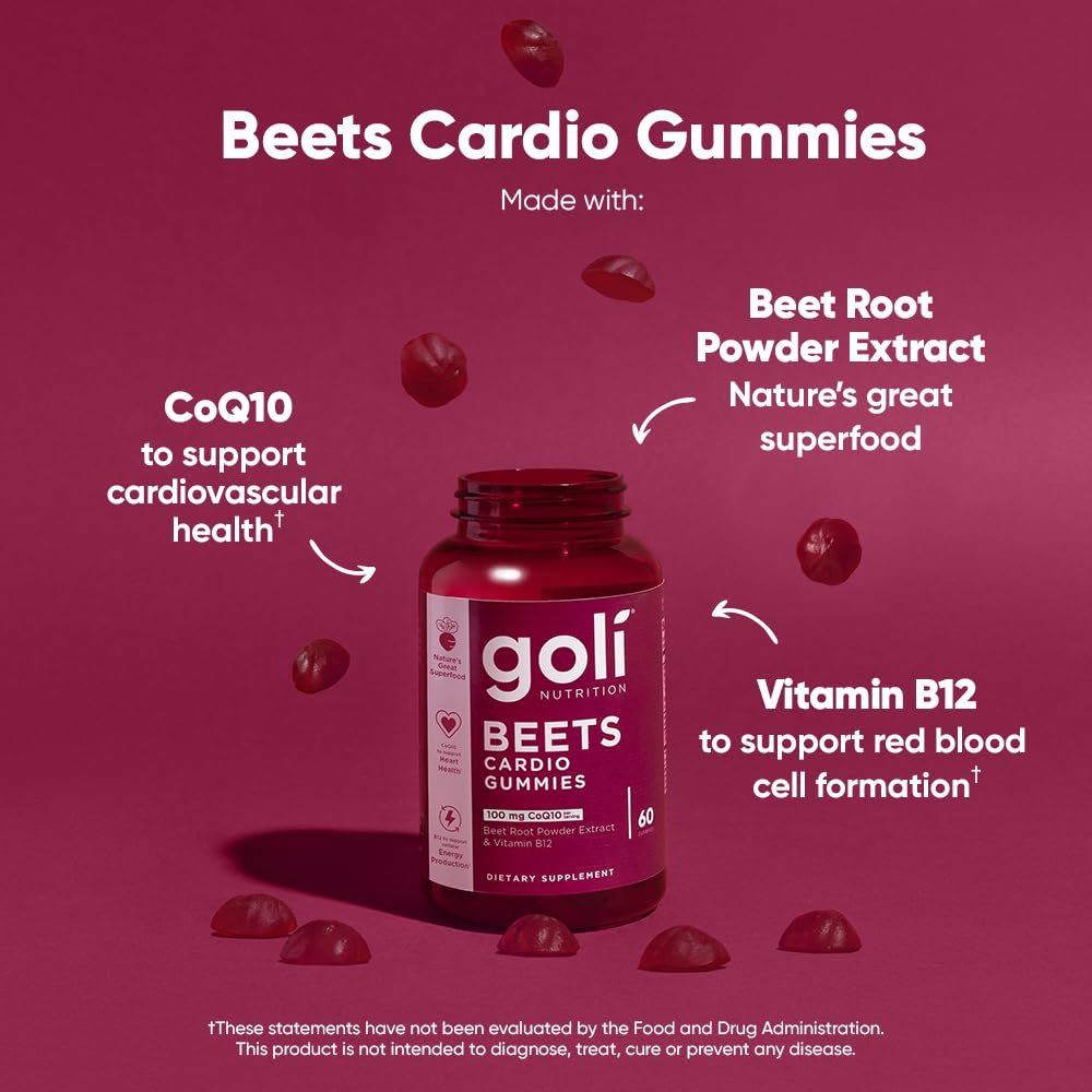 Goli Nutritional Supplement, Beets Cardio Gummy - 60 Count - CoQ10 & Beet Root Extract GoliUS supplements
