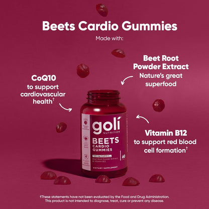 Goli Nutritional Supplement, Beets Cardio Gummy - 60 Count - CoQ10 & Beet Root Extract GoliUS supplements