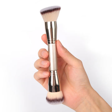 Dual-Ended Foundation Brush: Round & Angled Pro-Grade makeup brushes, 100% Vegan Synthetic Makeup Brush for Flawless Blending and Application of Liquid, Powder, Cream, Blush dpollaAu supplements