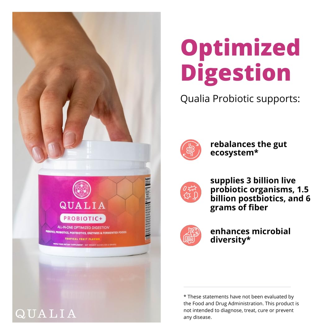 Qualia Probiotic - 28 Science-Backed Spore Probiotics, Prebiotics, and Postbiotics. Total Gut Support. Soothes Digestive discomfort. Ethically sourced. Promotes Akkermansia Growth. 1 Month Supply QUALIA LIFE SCIENCESAu supplements