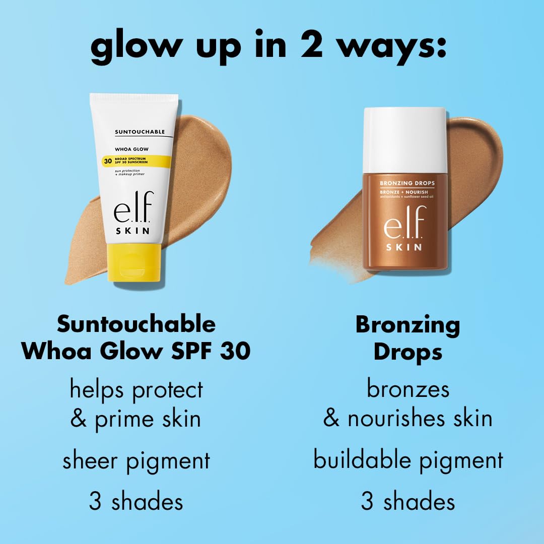 e.l.f. SKIN Bronzing Drops, Liquid Bronzer For Face & Skin, Creates A Sun-Kissed Glow, Infused With Vitamin E, Vegan & Cruelty-Free, Pure Gold e.l.f.Au supplements