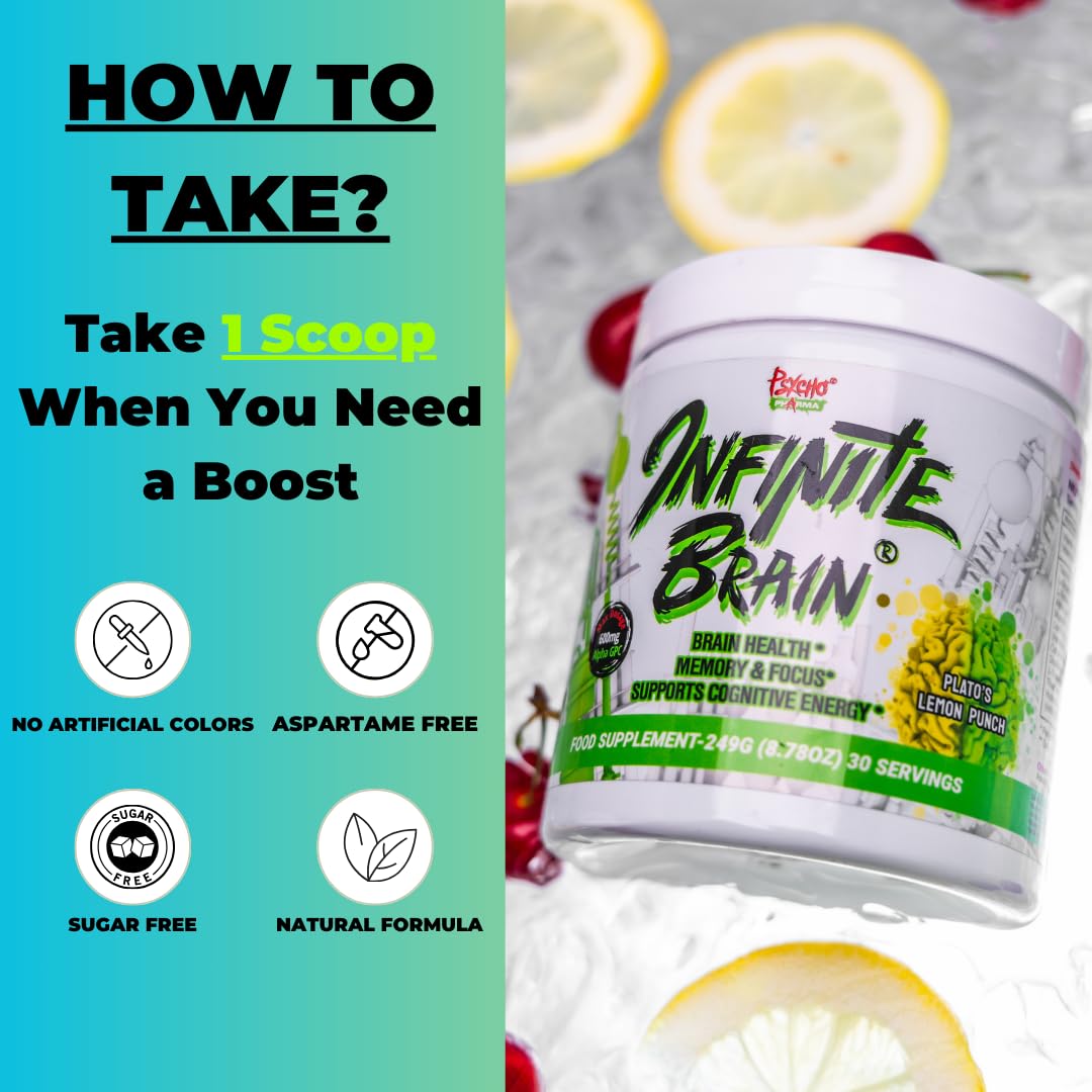 Psycho Pharma. Infinite Brain Nootropic Game Changer. Compete Win (Plato's Lemon Punch, 30 Serving) Psycho PharmaAu supplements