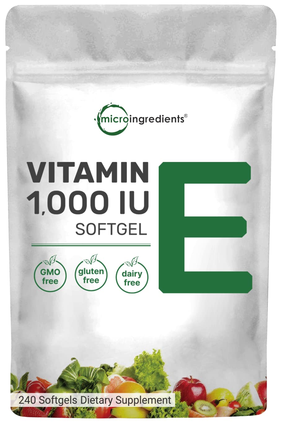 Micro Ingredients Vitamin E 1000 IU, 240 Softgels | Pure Vitamin E Oil Pills Micro IngredientsUS supplements