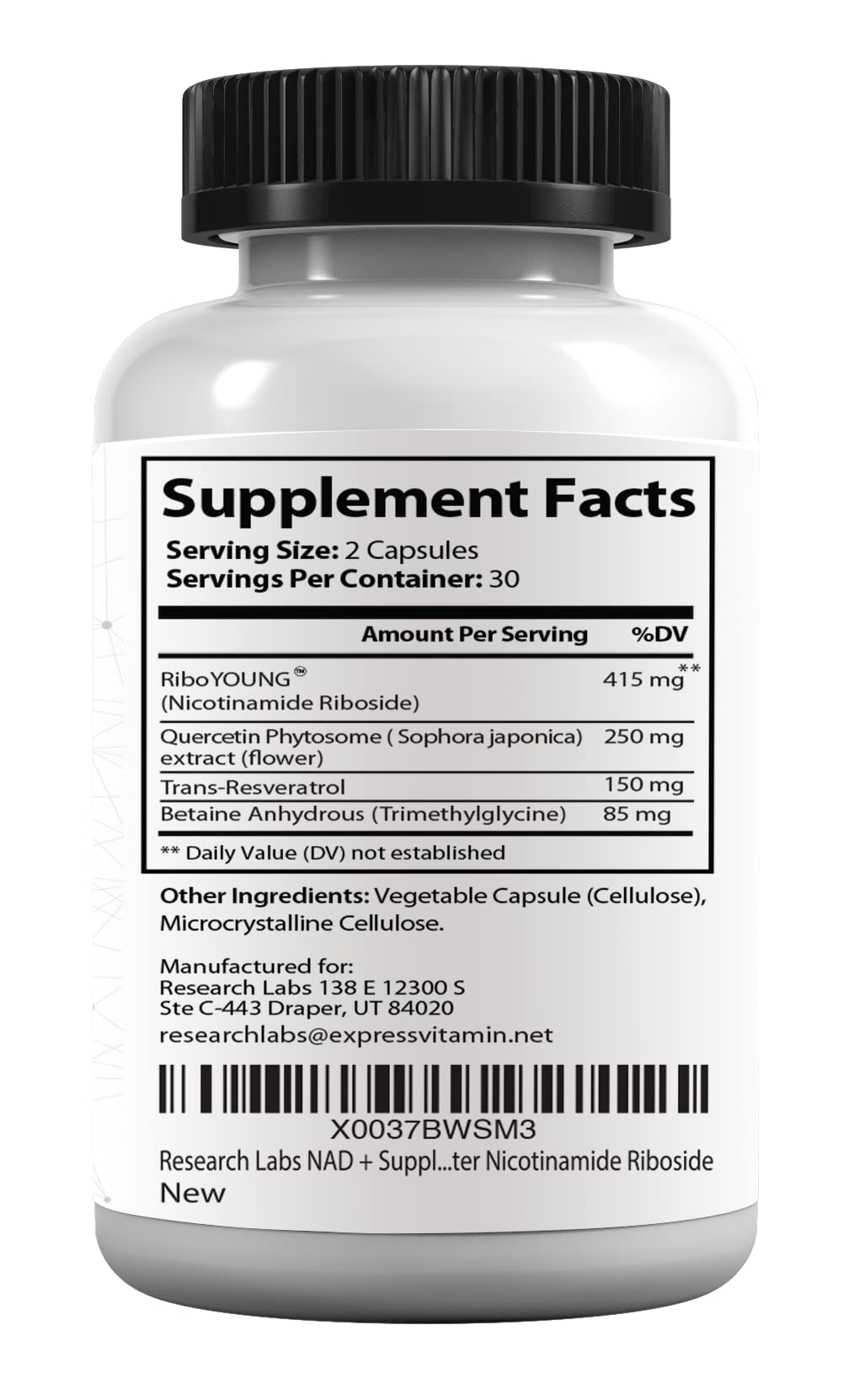 Research Labs NAD+ Supplement 2 for 1 Ad. Proprietary Formula w/Patent Pending RiboYOUNG™. NRF2 Activator, Nicotinamide Riboside, Quercetin, Resveratrol, Betaine. True NAD Supplement Anti Aging… Research LabsAu supplements