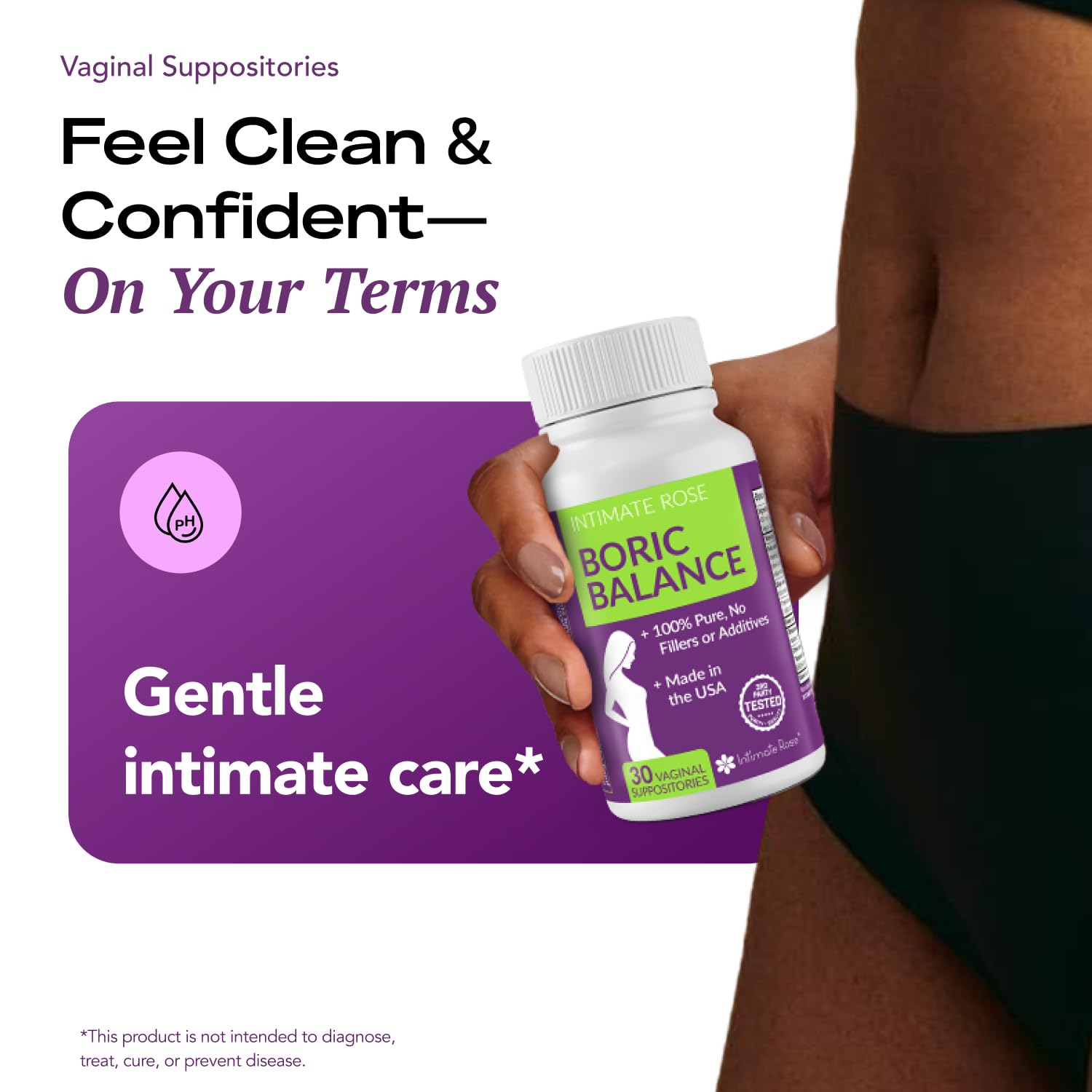 Intimate Rose Boric Acid Vaginal Suppositories, 14 Count for Feminine Deodorizing & Freshness - Vegan Capsules Intimate RoseUS supplements