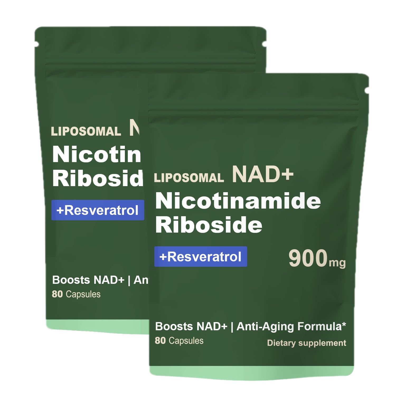 Quackiki NAD Resveratrol Supplement with NAD Nicotinamide Riboside Resveratrol 900 MG, Boost NAD+ for Cellular Health, Anti-Aging, Energy, Focus - 80 Capsules(2Pcs) QuackikiAu supplements