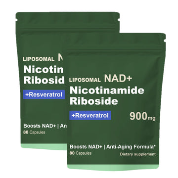 Quackiki NAD Resveratrol Supplement with NAD Nicotinamide Riboside Resveratrol 900 MG, Boost NAD+ for Cellular Health, Anti-Aging, Energy, Focus - 80 Capsules(2Pcs) QuackikiAu supplements