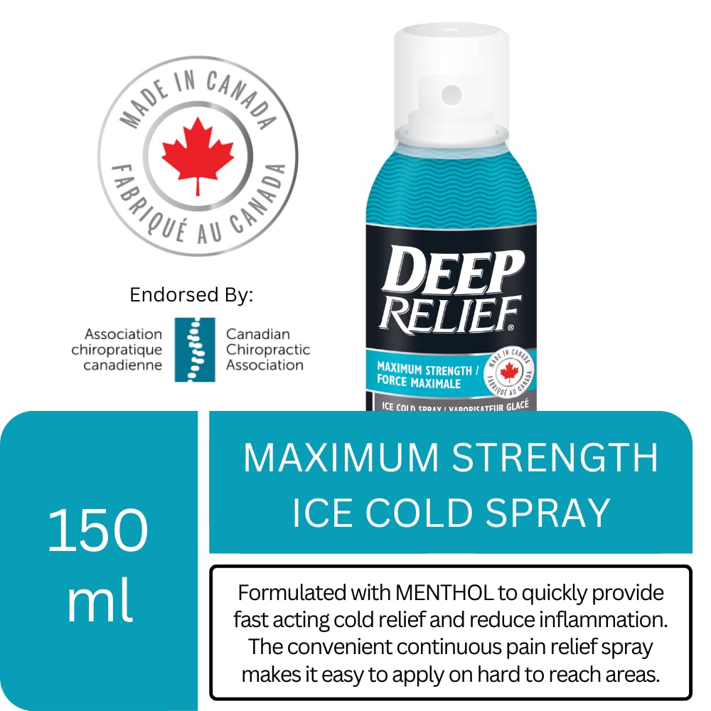 Deep Relief Ice Cold Spray, 150ml - Plastic Bottle, Spray, Cold Therapy, Turquoise, 5.3cm x 5.3cm x 17.1cm Deep ReliefAu supplements
