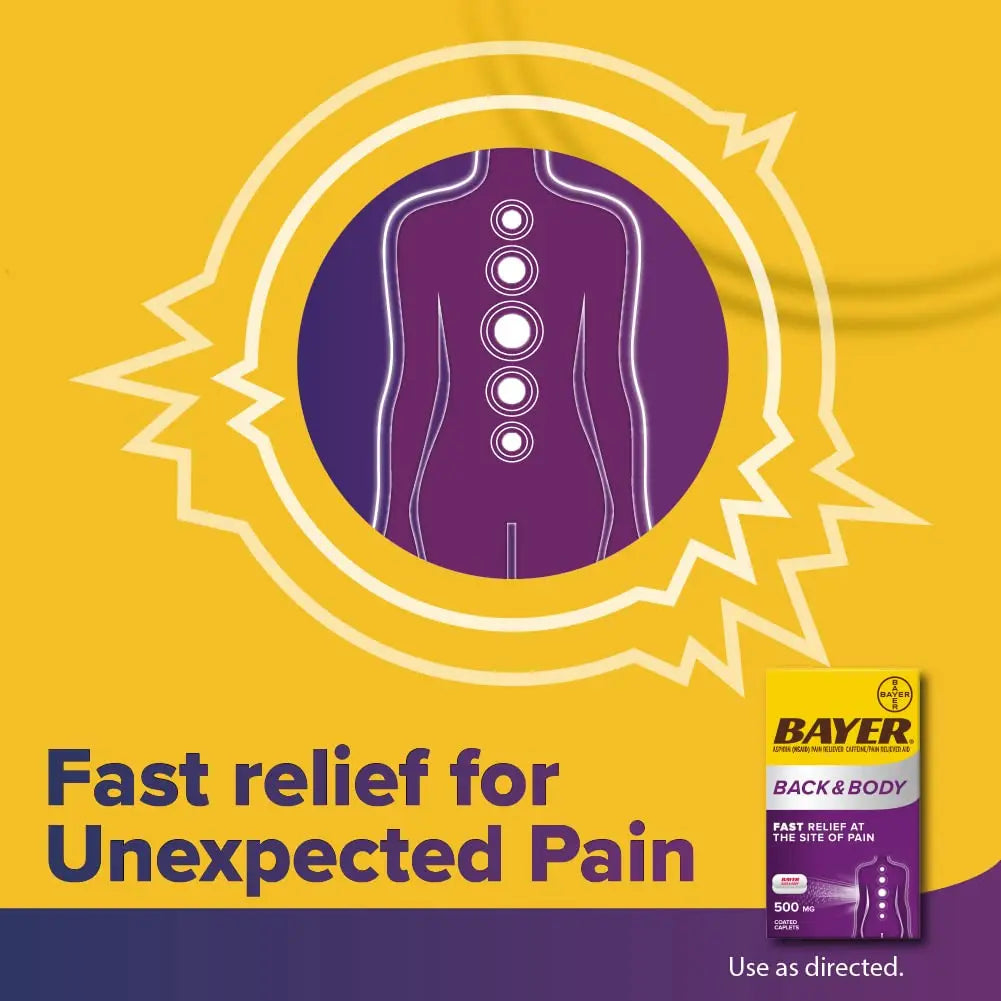 Bayer Extra Strength 500mg Aspirin Plus Caffeine for Powerful Pain Relief, 200 Coated Caplets BayerAu supplements