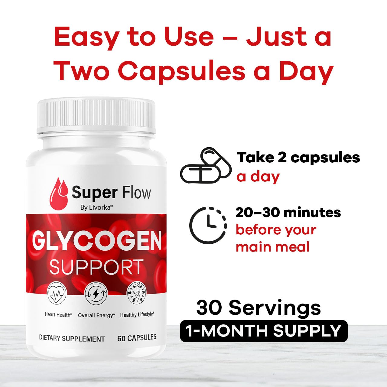 (2 Pack) Super Flow Glycogen Capsules - Official SuperFlow Advanced Glycogen Support Pills - Maximum Strength, Natural Formula Vitamins for Overall Health & Wellness Reviews, 120 Capsules for 2 Months LIVORKAAu supplements
