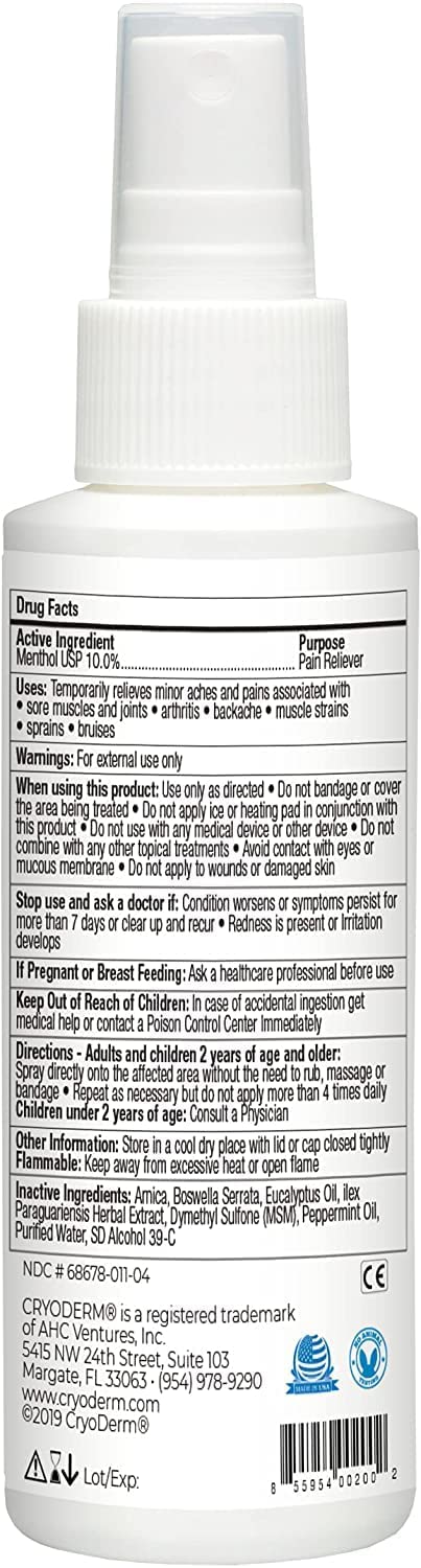 CryoDerm 4 oz Spray Cold Therapy (2 Pack) CryoDermAu supplements