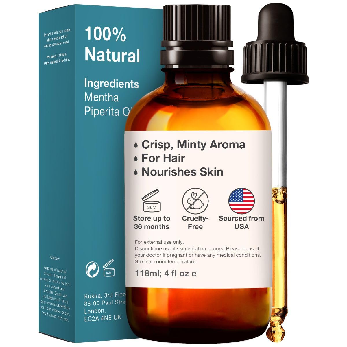 Kukka Peppermint Oil for Hair - Natural Mint Essential Oils - Premium Grade Natural Peppermint Essential Oil KUKKA essential oilsAu supplements